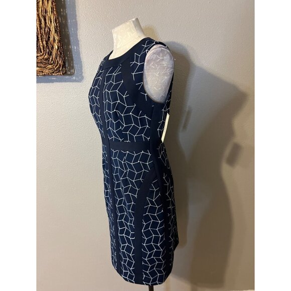 Donna Morgan Sheath Dress 10P 10 P Blue White Classic Career Church NWT NEW - Picture 8 of 9